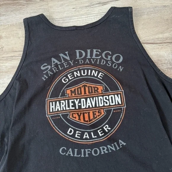 Harley Davidson y2k single stitch San Diego tank top men’s XL black orange - Picture 3 of 7